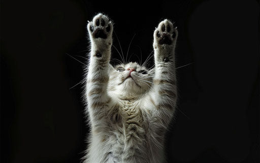 Cat reaching paws up, contest winner style, white and black, f/64 group, nonrepresentational, sparklecore 35:22