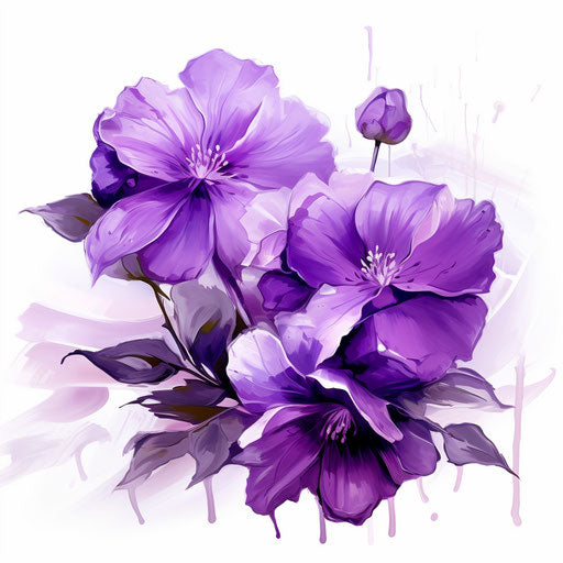 Purple clipart with Oil painting style, on white background
