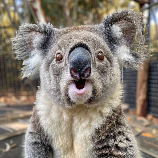 Surprised koala, capturing a candid and humorous moment