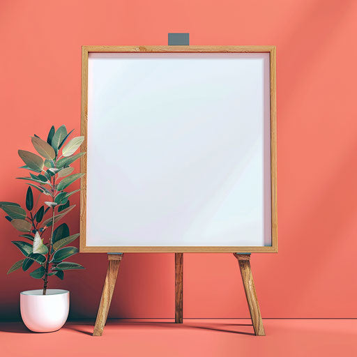 Ultra-realistic whiteboard clipart on flat, vibrant coral background