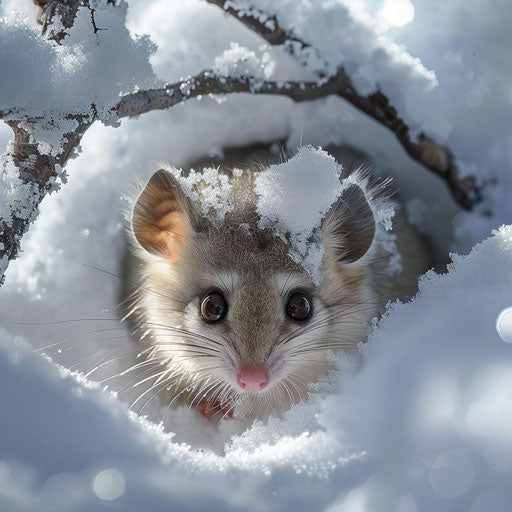 A mountain pygmy peeking out from fresh snow blanket