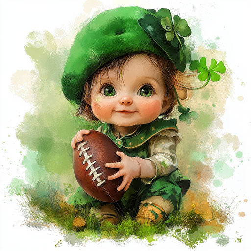 St. Patrick's Day baby with a football