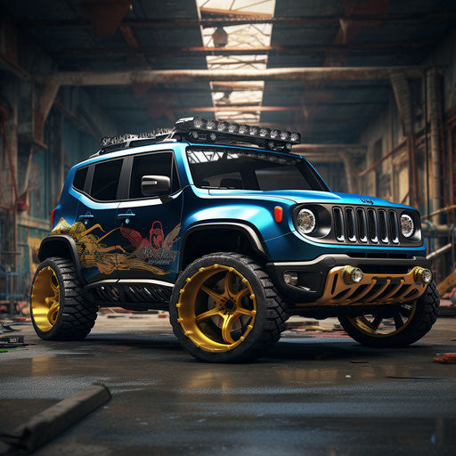 Classic lowrider Jeep Renegade with hydraulics