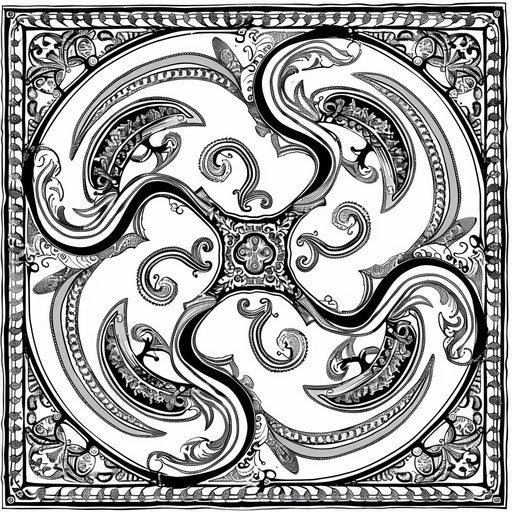 Intricate paisley design with swirling patterns. Coloring book page