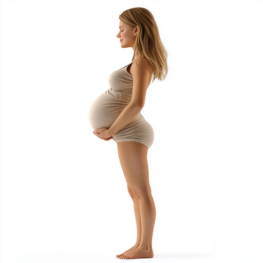 3D pregnant woman on flat white background, isolated clipart