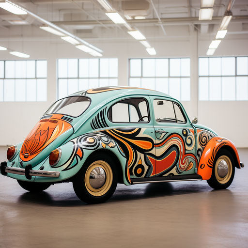 Custom designed decals for VW Beetle classic car