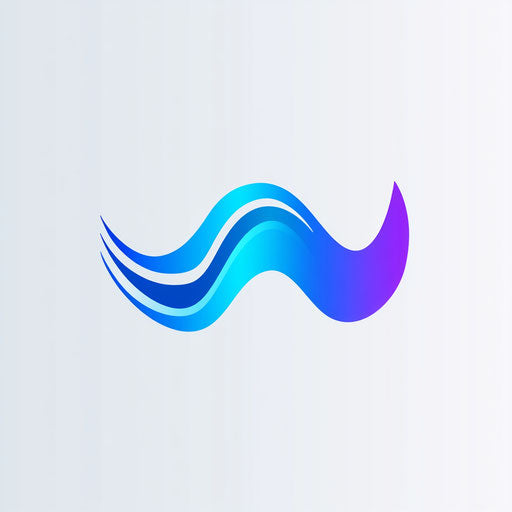 Creative musical logo featuring a stylized waveform and modern typography, in deep blue and white on gray background