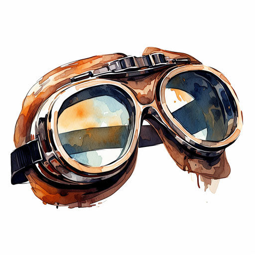 Goggles clipart in the style of Oil painting, on a white background