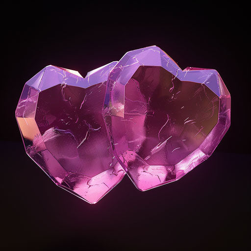 Two pink hearts with a romantic facial expression