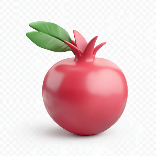 3D pomegranate on white background, realistic style