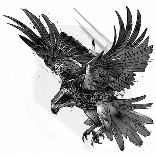 Dynamic tattoo sketch of a venomous hawk