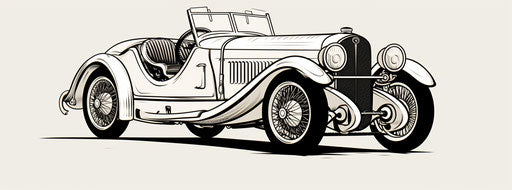 Classic sports car in line drawing, hip-hop influenced style