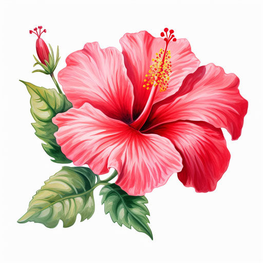 Hibiscus flower graphic in the Oil painting style, on white backdrop
