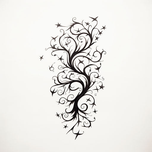 Black and white star on white background, mythology inspired style