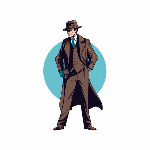 Minimalist style detective on white background