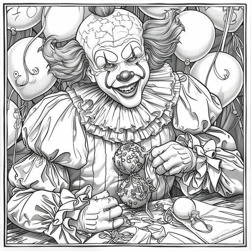 Clown making balloon animals for children