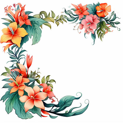 Border design clipart in the style of Oil painting, on a white background