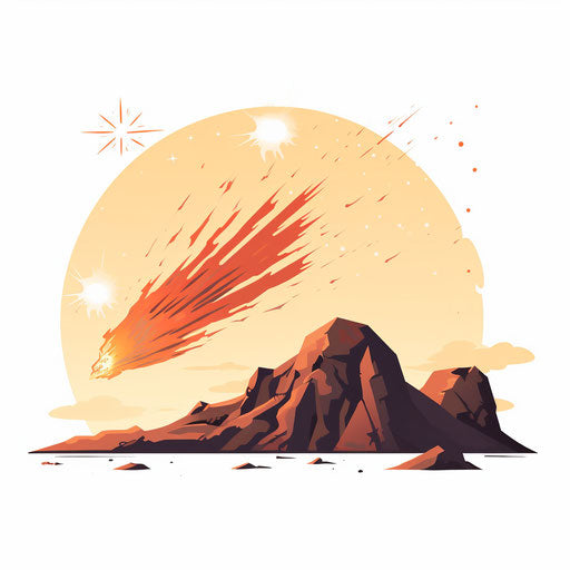 Meteor in the Minimalist style, on white background