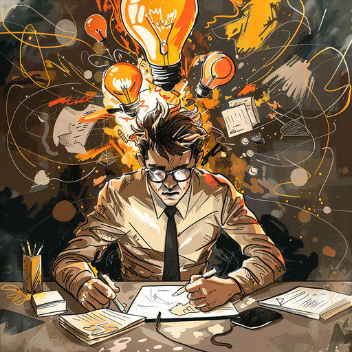 Businessman in brainstorming session full of creative energy