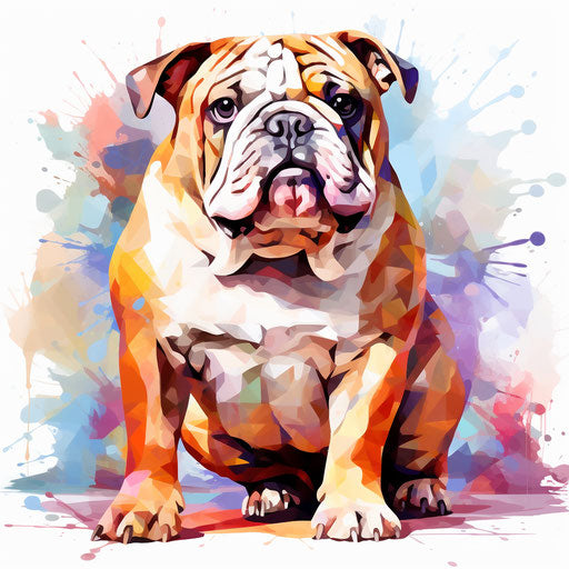 Bulldog in Impressionistic Art style, on white background
