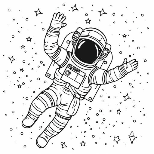 Astronaut floating and waving among the stars