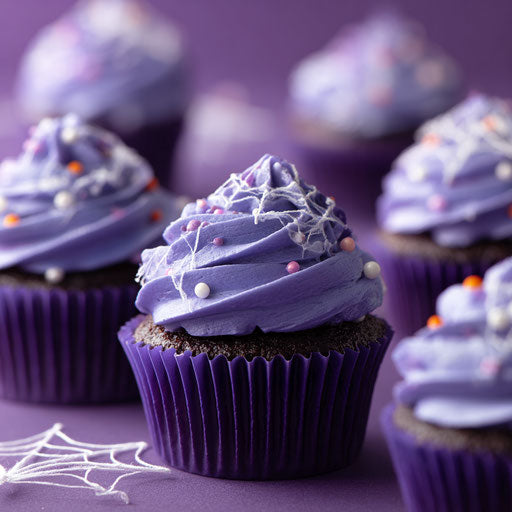 White Spiderweb on Playful Purple Halloween Background