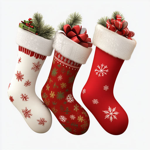 3D Christmas stockings as realistic clipart