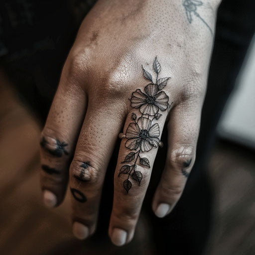 Ring tattoo of a delicate floral design