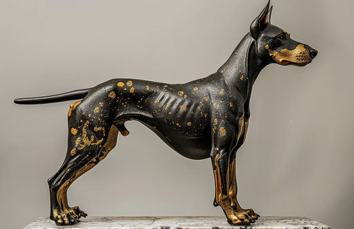 Doberman kennel, strong contours, 1000–1400 ce, black and gold