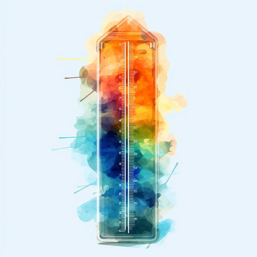 Thermometer clipart in the style of Oil painting on white background