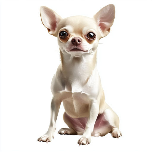 3D chihuahua in photorealistic style on flat white background