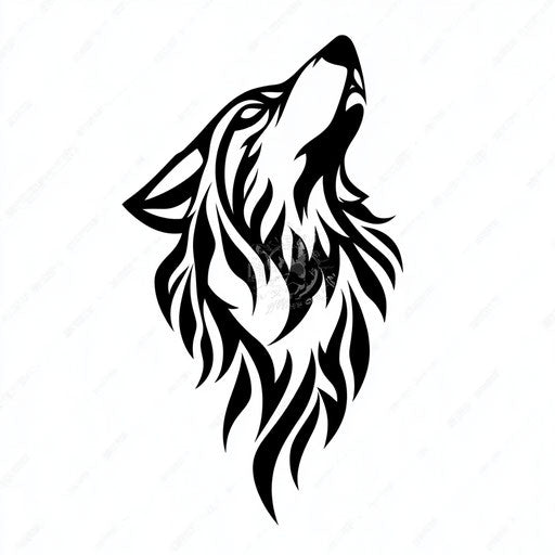 Men's tribal wolf tattoo sketch