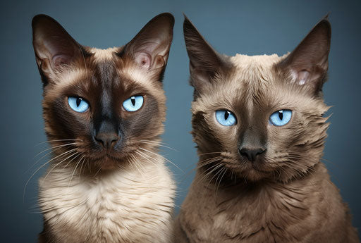 Interesting cats of the world, dark beige and sky-blue style, exaggerated facial features, explosive dark brown and dark blue pigmentation