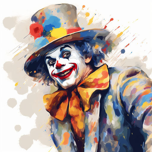 Clown in Impressionistic Art style on white background