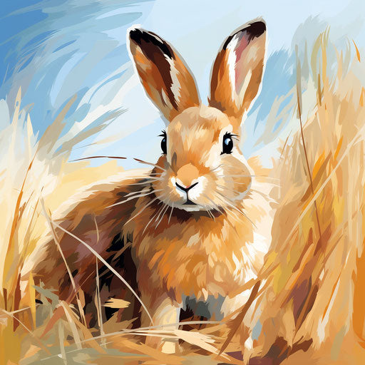 Bunny illustration in the style of Oil painting, on a white background