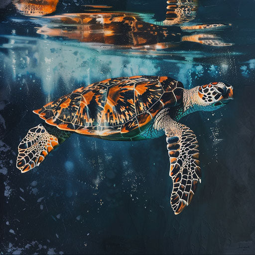Hawksbill sea turtle swimming near ocean's surface