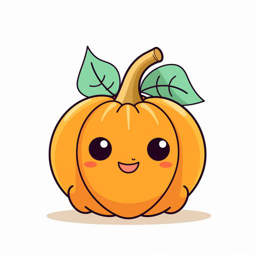 Adorable pumpkin artwork in Minimalist style, on white backdrop
