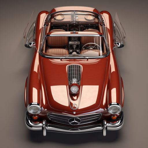 Aerial view of a classic Mercedes Benz