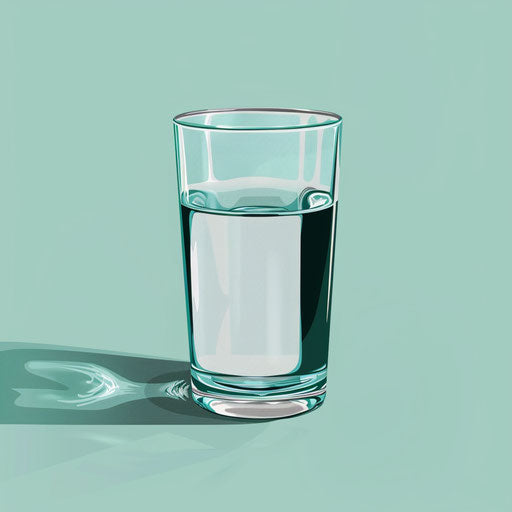 Realistic glass of water on serene aqua background