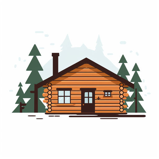 Minimalist cabin clipart on white background