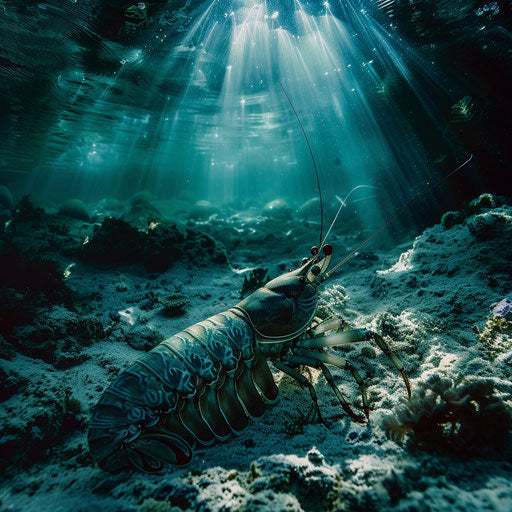 Peaceful mantis shrimp in a serene underwater setting
