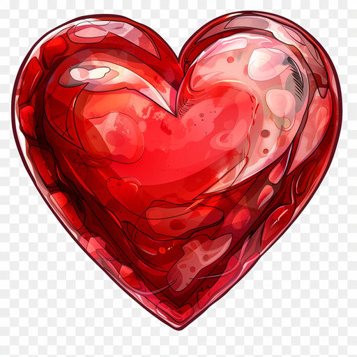 Red Libra KB heart on transparent background, captured in candid moments style, cartooncore