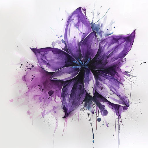 Bold violet flower in street art graffiti style