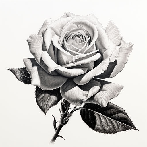 High-end pencil drawing of black and white flower