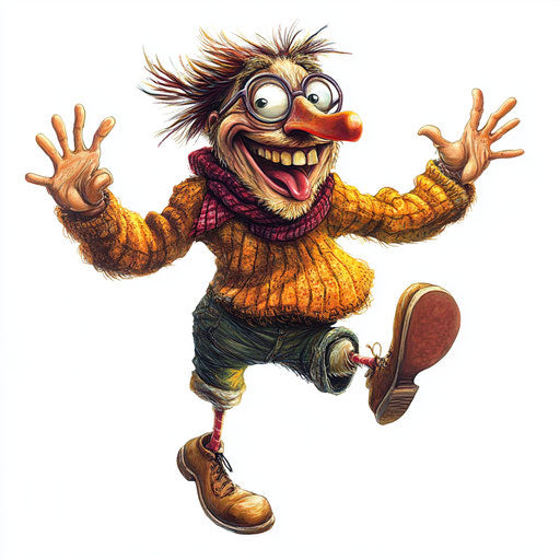 Humorous caricature of a Happy Thanksgiving with exaggerated human characteristics