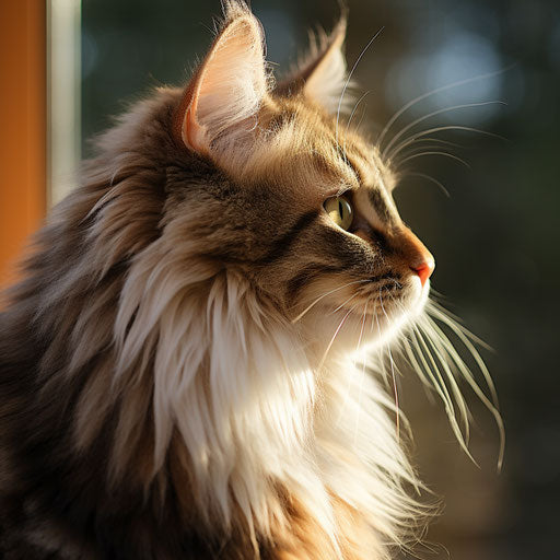 Norwegian forest cat in profile