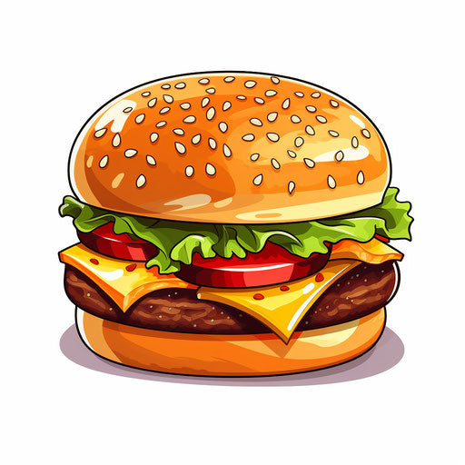 Minimalist style burger clipart on white background