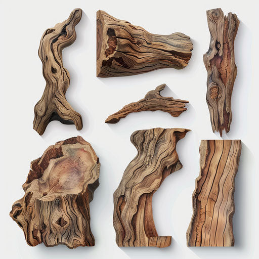 Realistic wood clipart on flat white background