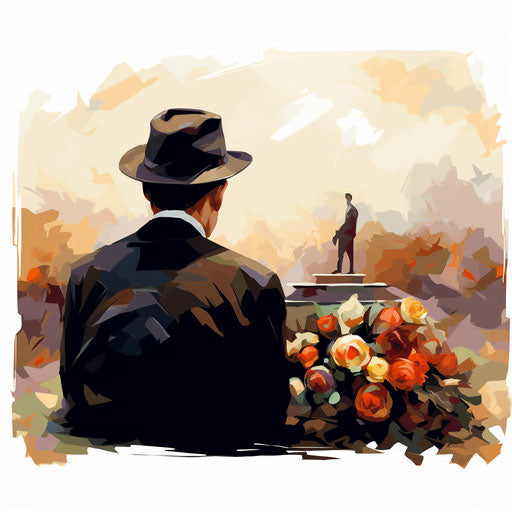 Impressionistic funeral art on white background