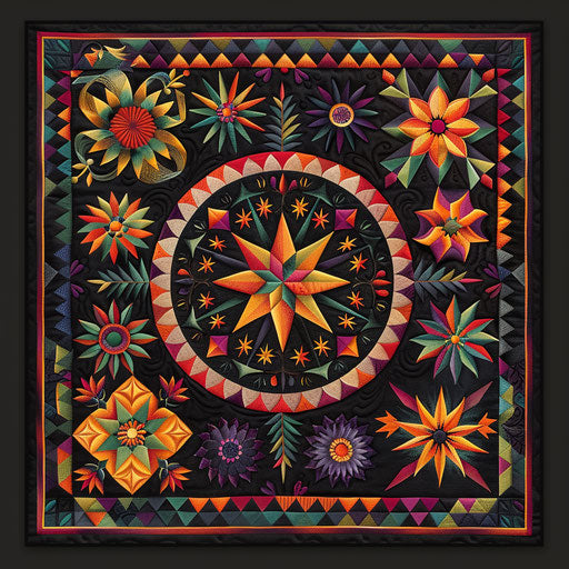 Quilt clipart on dark charcoal background with dramatic detail